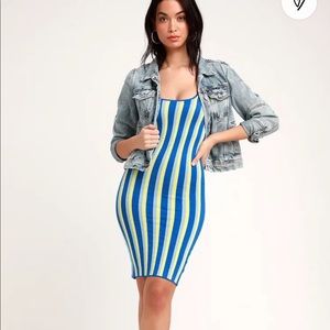 Lulu’s | Nayeli Blue Multi Striped Knit Dress
